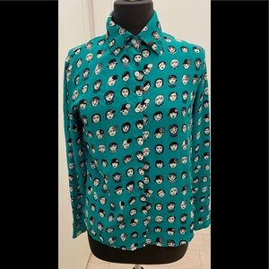 Green Faces blouse S